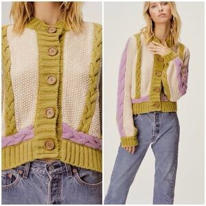 For Love and Lemons Crystal Color-Blocked Cardigan